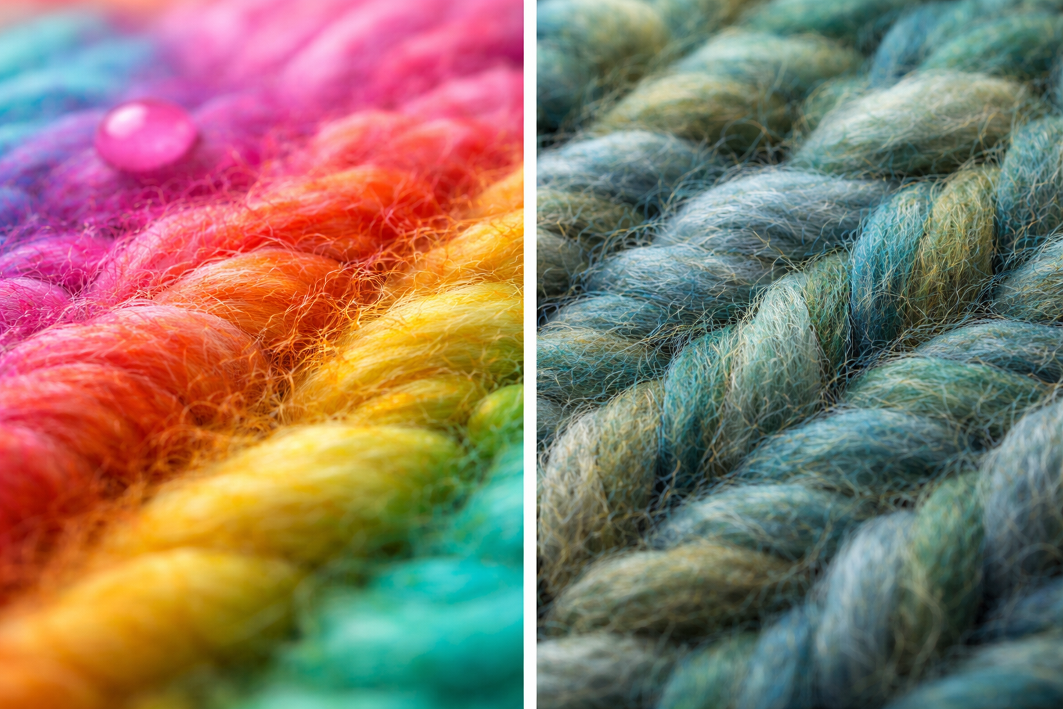 Close-up of dyed cotton fibers