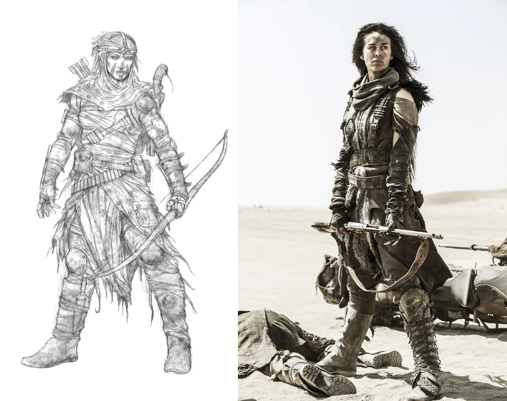 Mad Max Fury Road costume still featuring distressed post-apocalyptic wardrobe