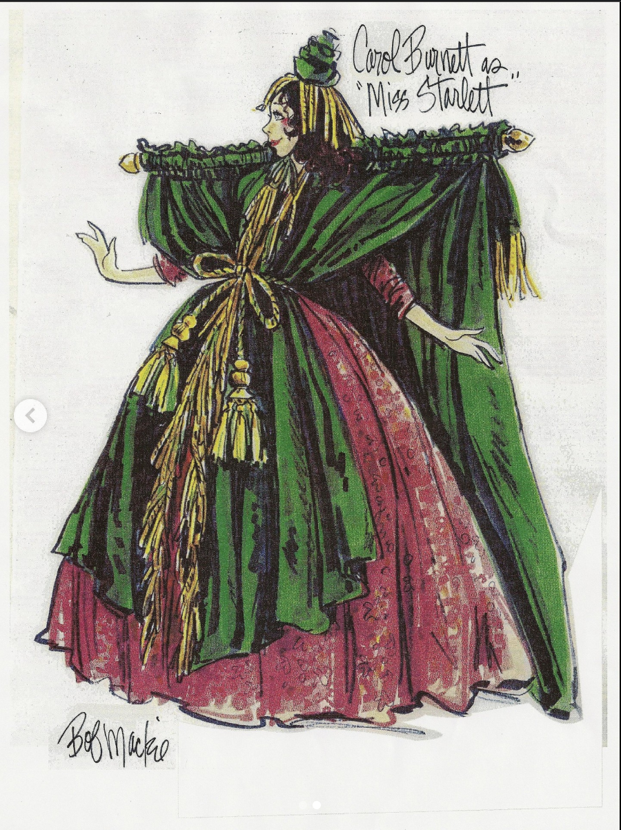 Bob Mackie's design sketch for Carol Burnett's curtain dress.