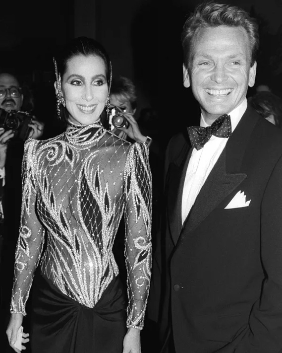 Cher wearing a Bob Mackie costume.